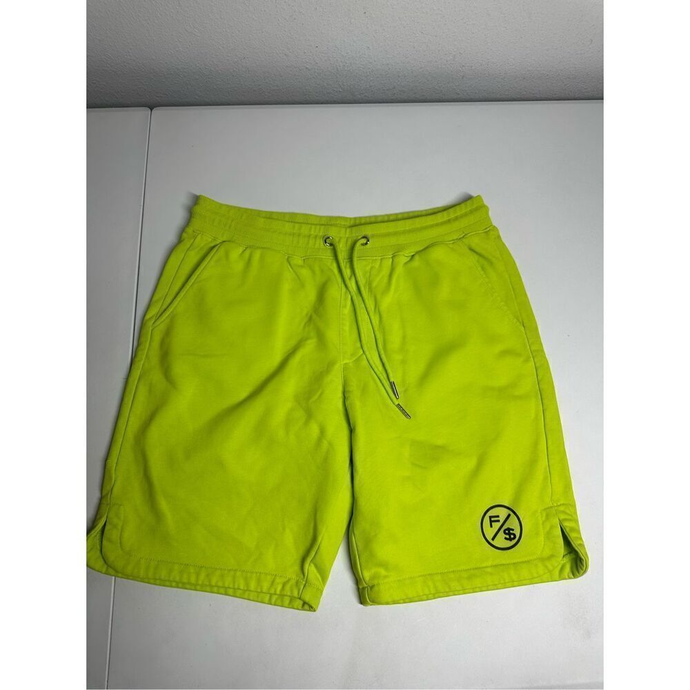 Fly Supply Family Over Money Men's Size Medium Neon Green Drawstring Shorts